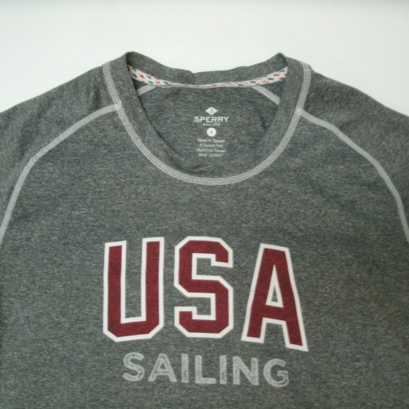 Sperry T-Shirt USA Sailing Team Gray Red Short Sleeve Size Small Olympics - Picture 2 of 8